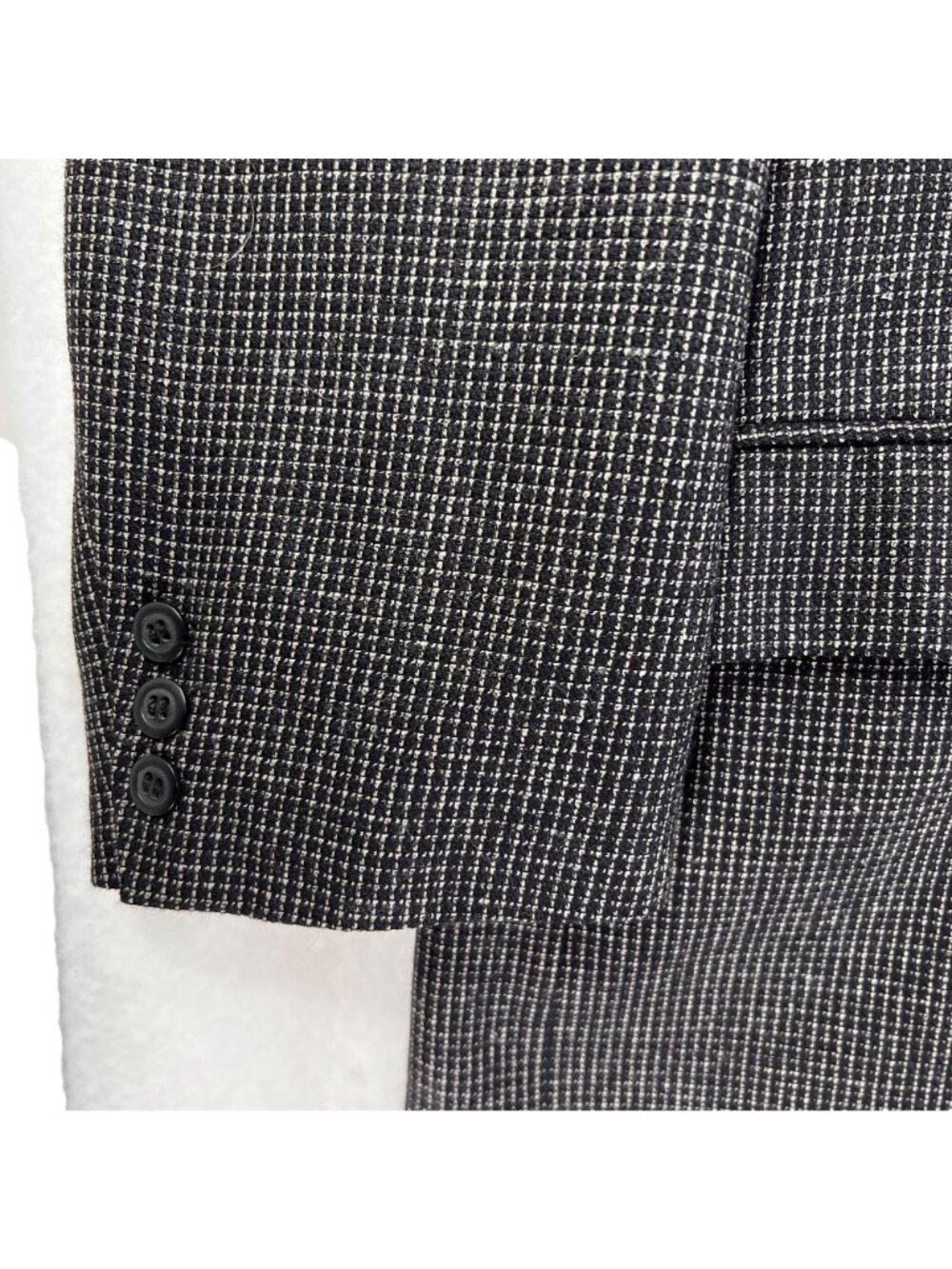 Lana Moda Mens Italian Wool Silk Blazer Jacket Houndstooth 44R Black Gray Coat - Picture 9 of 16
